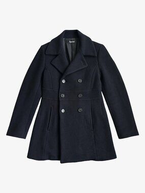 Vintage 90's Dark Navy Wool Double Breasted Collared Peacoat by Zucca